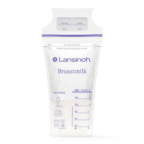 Lansinoh Breast Milk Storage Bags, Fast Freeze & Thaw Breast Milk Bags For Baby Bottle Feeding - 25ct/6oz