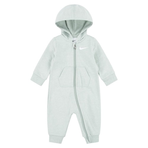 Baby Hooded French Terry Romper, Mica Green Heather