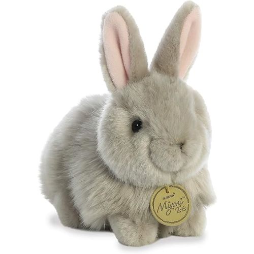 Aurora® Realistic Miyoni® Angora Bunny Grey Stuffed Animal - Lifelike Detail - Cherished Companionship - Gray 7.5 Inches