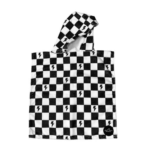 NEW! Black/White Checker Bolts Baby Beach Towel, Toddler Beach Towel, Children Beach Towel, Baby Hooded Towel, Baby Poncho, Toddler Poncho