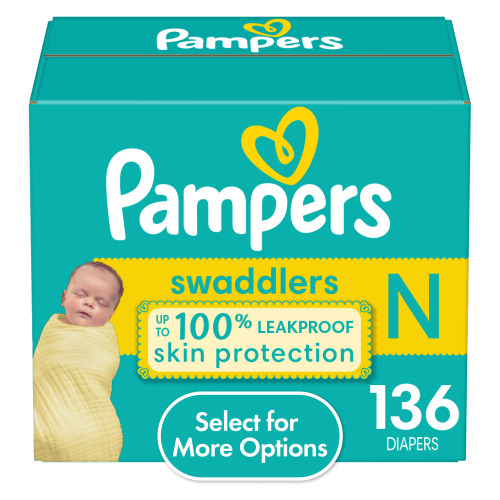 Pampers Swaddlers Diapers Size Newborn, 136 Count (Select for More Options)