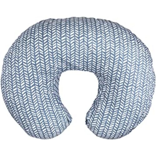 Boppy Nursing Pillow and Positioner—Original | Blue Herringbone | Breastfeeding, Bottle Feeding, Baby Support | with Removable Cotton Blend Cover | Awake-Time Support