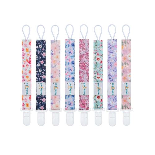 Babygoal Flower Pacifier Clips, 8 Pack Binky Paci Holder Clips for Baby Boys and Girls Fits for Most Pacifier, Binkie Styles & Baby Teethers & Toys and Gift 8PS47-B