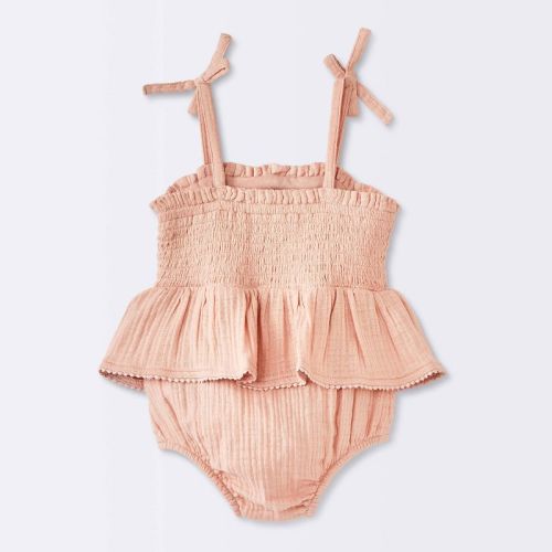 Baby Girls' Crochet Romper - Cloud Island™ Blue 6-9m