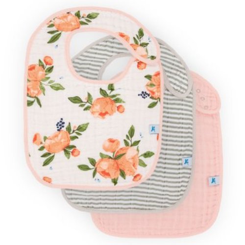 Little Unicorn Cotton Muslin Baby Bib 3 Pack - Watercolor Roses