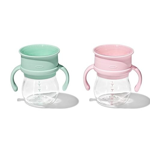 OXO Tot Transitions 360 Cup 6 oz. with Handles - Opal and Blossom - 2 Pack - Opal/Blossom