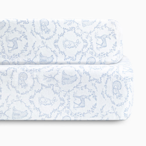 Bellini Organic Jersey Cotton Crib Sheet and Changing Pad Cover Set - Woodland Blue
