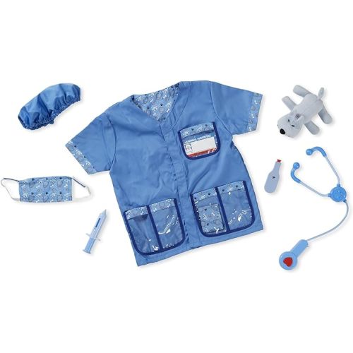 Melissa & Doug Veterinarian Role Play Costume Dress-Up Set (9 pcs) - Pretend Veterinarian Outfit With Realistic Accessories, Veterinarian Costume For Kids Ages 3+