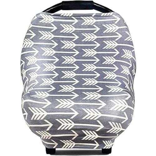 Infant Car Seat Cover, Stretchy Nursing Scarf, Car Seat Canopy, Shopping Cart Cover, High Chair Cover Protects Babies and Breastfeeding Mothers. Multiuse Cover for Babies (Arrows)
