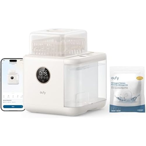 eufy Security S1 Baby Bottle Washer, Sterilizer and Dryer, 10-Bottle Capacity, 3D HydroBlast Cleaning, 212°F Steam Sterilizer, Smart App Control, Hands-Free