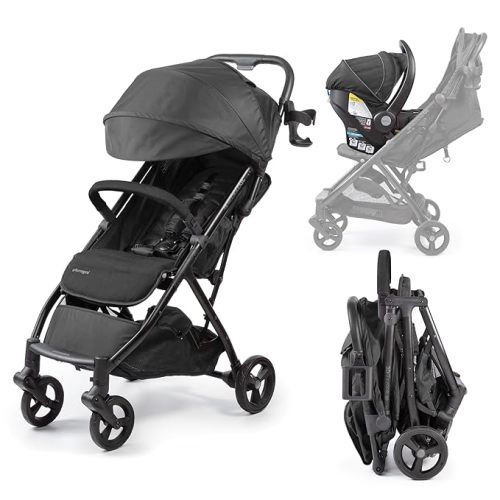 Ingenuity 3Dquickclose CS+ Compact Fold Stroller – Lightweight Stroller with Oversized Canopy, Extra-Large Storage and Compact Fold, Black