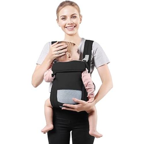 Baby Carrier Newborn to Toddler, Cozy Baby Wrap Carrier(7-30lbs), Easily Adjustable Toddler Carrier, Lightweight Baby Holder Carrier, Baby Sling Carrier, Black