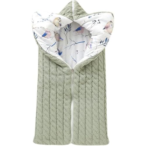 Warm Baby Sleeping Bag Winter Infant Swaddle Sleep Sack Soft Thick Stroller Blankets for Newborn Cold Weather Sage Green