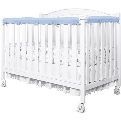 3 PCS Bed RailGuard Cover, Fits 52" x 28" Full-Size Narrow Rail Bed, Soft Anti-Collision Strip Corner Cover in Cotton Fabrics, Protect Baby Teeth and Save Rails, Rail Edge Protector Strip, Blue