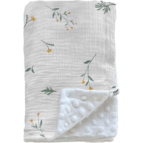 Soarwg Kids Baby Blanket Unisex Newborn, Super Soft Nursery Minky Blankets with Muslin Cotton for Boys Girls, Toddler Baby Nursery Bed Blanket Shower Gifts, 30 x 40 Inch