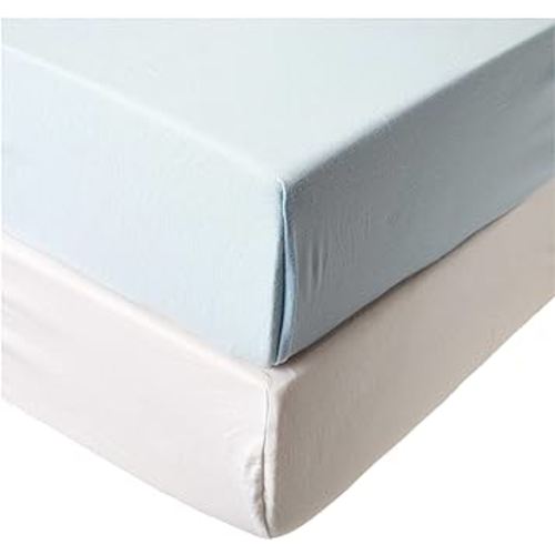 HonestBaby 2-Pack Organic Cotton Fitted Crib Sheets, Light Blue, One Size