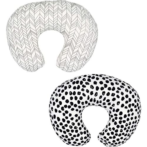 Little Jump 2 Pack Nursing Pillow Cover Slipcover for Breastfeeding Pillows, Soft and Comfortable Safely Fits On Standard Infant Nursing Pillows (Geometric & Speckles)