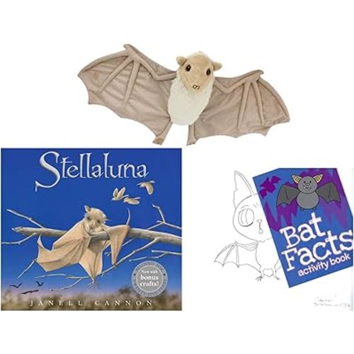 Stellaluna Gift Set Special Edition Hardcover by Janell Cannon, Stellaluna Stuffed Animal, Activity Booklet, Downloadable Crafts with Activity Kit and Create a Bat Artwork Gift Set