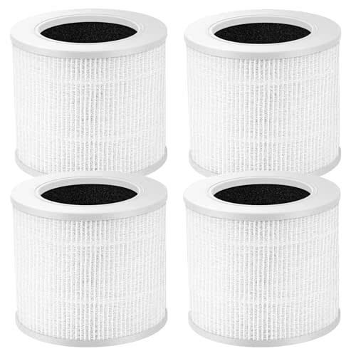 4 Pack Core Mini HEPA Filters for LEVOIT Core Mini Core Mini-P Air Purifier Replacement Filter 3-in-1 HEPA, High-Efficiency Activated Carbon, Replace Part Core Mini-RF