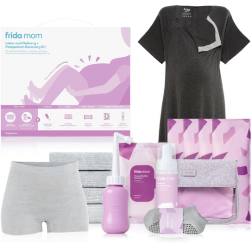 Amazon.com: Frida Mom Labor, Delivery, & Postpartum Kit, Baby Shower Gifts, Socks, Peri Bottle, Nursing Gown, Disposable Underwear, Ice Maxi Pads, Pad Liners, Perineal Foam, Toiletry Bag (15pc Gift Set) : Health & Household