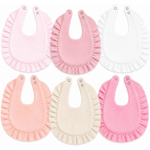 Baby Muslin Bibs,6 Pcs Drool Bandana Bibs for Baby Girl Drooling and Teething,Soft and Absorbent Cotton for Newborn