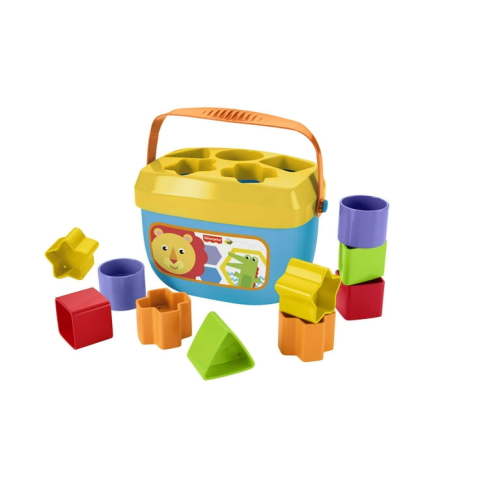 Fisher-Price Baby's First Blocks: 12-Piece Shape Sorter and Stacker Toy with Storage Bucket