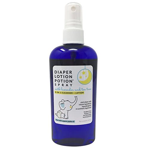 MoonDance Soaps Diaper Lotion Potion Cleansing Spray, 4 Oz Tea Tree & Lavender, Natural No-Rinse Cleanser and Moisturizer for Baby's Bottom