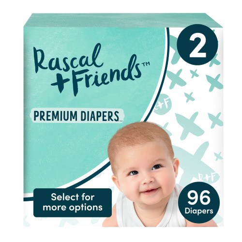 Rascal & Friends 93336 Premium Diapers, Size 2, 96 Count (Select for more options)