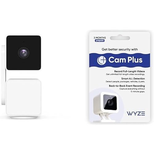 WYZE Cam Pan v3 Indoor/Outdoor IP65-Rated 1080p Pan/Tilt/Zoom Wi-Fi Smart Home Security Camera with Color Night Vision, 2-Way Audio, Compatible with Alexa & Google Assistant + 3 Months Cam Plus