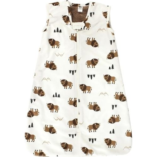 Hudson Baby Unisex Baby Plush Faux Fur Sleeping Bag, Wearable Blanket, Wild Buffalo, 0-6 Months