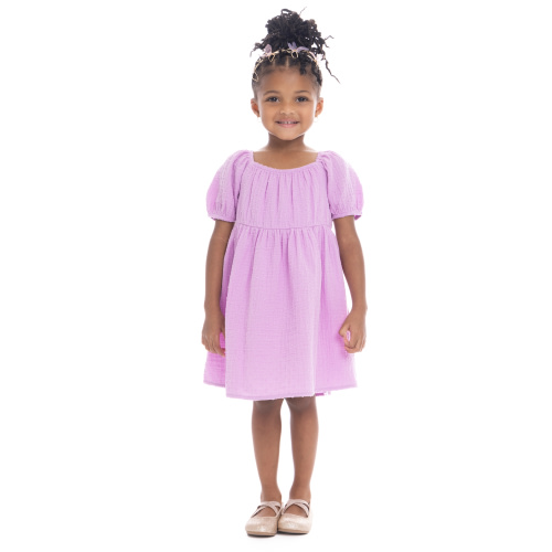 Wonder Nation Toddler Girl Cotton Swiss Dot Dress with Puff Sleeves, Sizes 12M-5T