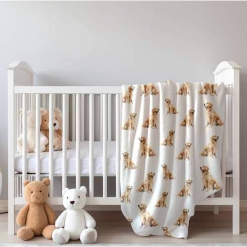 Golden Retriever Velveteen Baby Blanket: Dog Lover Nursery Decor