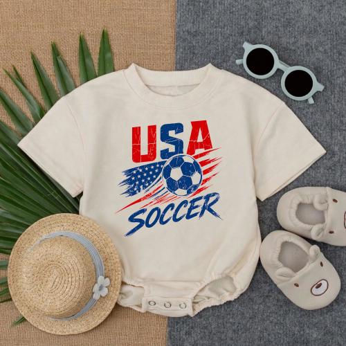 USA Soccer Baby Romper, American Football Baby Bodysuit, Patriotic Sports Outfit, World Cup Toddler Clothes Gift