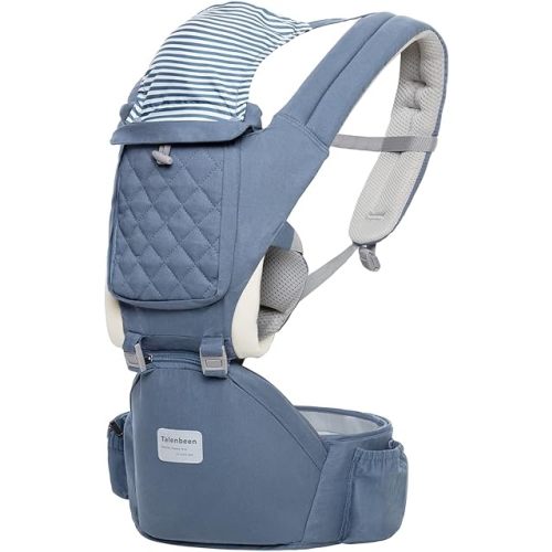 Baby Carrier 6-in-1 Newborn to Toddler, Baby Carrier with Hip Seat Lumbar Support 7-41 lbs, Baby Soft Carrier for All Seasons & Positions, Adjustable Size for Shopping Hiking Travelling