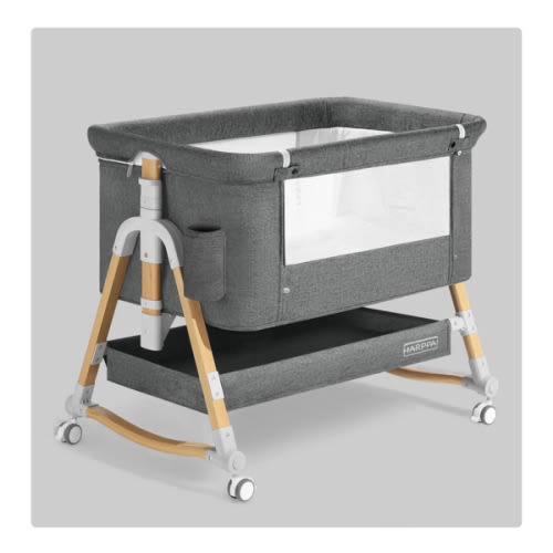 HARPPA Cuddly 3-in-1 Baby Bassinet Bedside Sleeper for Reflux | Attaches to Bed, Adjustable 5 Heights, Non-Toxic & CPSC Certified | Sturdy Aluminum Frame, Portable Wheels, Tool-Free Setup, Gentle Rocking | Perfect for Newborns, Infants, Small Spaces & Saf