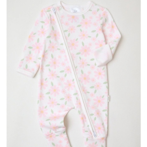 Essential Flower Rib Coverall in White 0000