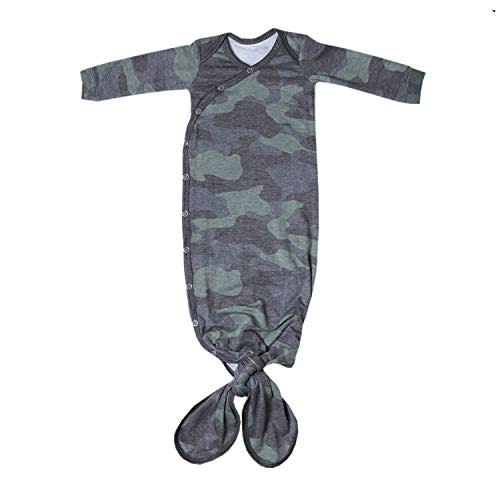 Copper Pearl Baby Gown - Knotted Newborn Sleepers for Baby Boy and Girl, Soft Stretchy Long Sleeve Infant Gowns with Bottom Tie and Hand Mittens, Perfect Hospital Coming Home Outfit (Hunter)