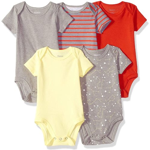 Hanes Baby-Boys Ultimate Baby Flexy 5 Pack Short Sleeve Bodysuits