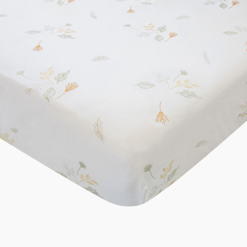 Crane Baby Cotton Sateen Crib Fitted Sheet - Willow Dainty Leaf