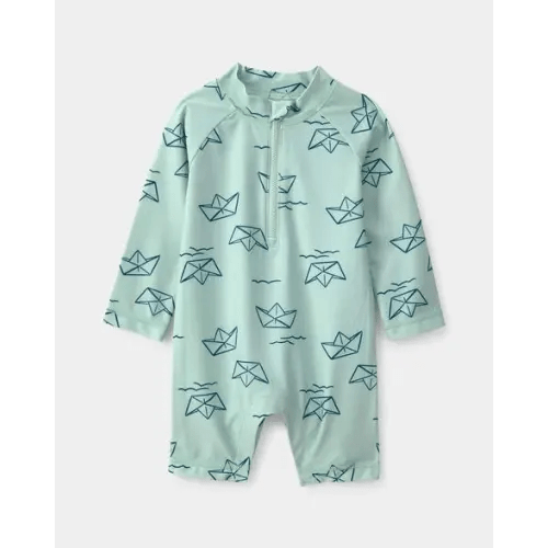 Baby Boy Boat Long-Sleeve Rashguard - Turquoise | Carter's