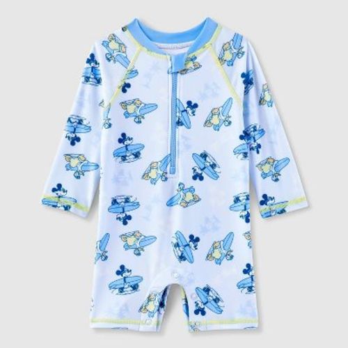 Baby Boys' Disney Mickey Mouse One Piece Rash Guard - Blue 6m