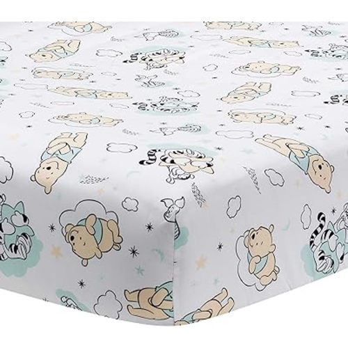 Lambs & Ivy Disney Baby Winnie The Pooh Hugs White Fitted Crib Sheet