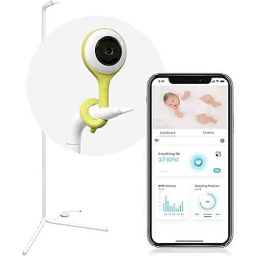 Lollipop Smart WiFi Baby Monitor (Pistachio) Bundle with Lollipop Floor Stand (White)- Camera with Breathing Detection and Sleep Tracking. Customized Floor Stand,Compatible with Lollipop Baby Monitor