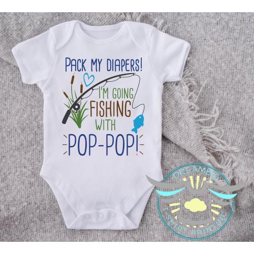 Pop Pop's Fishing Buddy Baby Onesie® Pack My Diapers I'm Going Fishing With Pop Pop, Pop Pop's Boy, Pregnancy Announcement, Grandparents