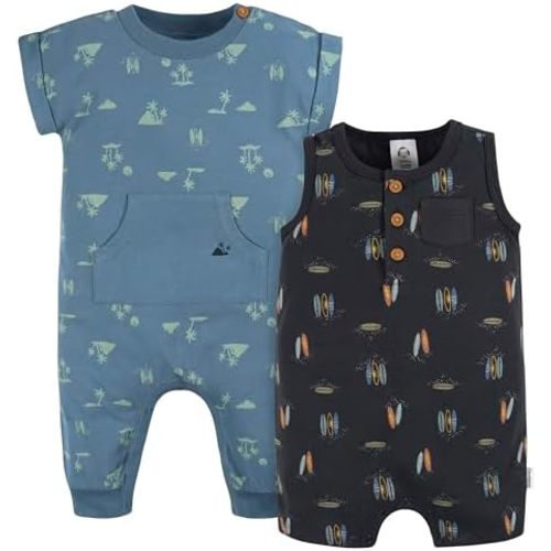 Gerber Baby Boys' Short Leg and Long Leg Romper Set