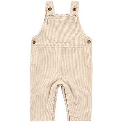 Infant Baby Boy Girl Corduroy Overalls Jumpsuit Sleeveless One Piece Suspender Pants Unisex Baby Romper with Pocket