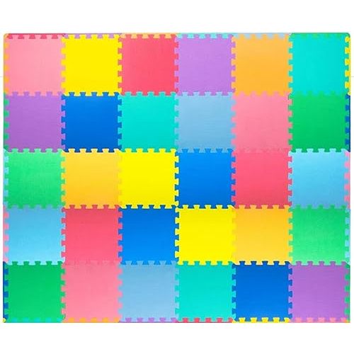 TOYVELT Foam Puzzle Floor Mat for Kids – 12x12 32 Tiles Interlocking Play Mat with Colors – Educational Large Puzzle Foam Floor Tiles for Crawling, Non-Toxic