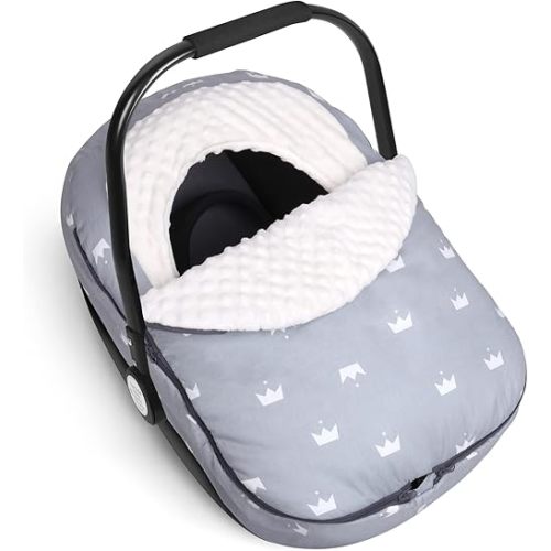 Metplus Winter Baby Car Seat Cover, Blanket-Style Winter Car Seat Canopy for Babies, Warm Plush Fleece Baby Carrier Cover for Infant Boys Girls