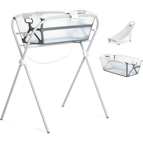 Evolur Supple Baby Spa Set – Complete Newborn Bath Essentials Kit with Baby Bathtub, Hammock Seat and Metal Frame | Infant Bath & Spa Gift Set for Baby Showers & New Parents
