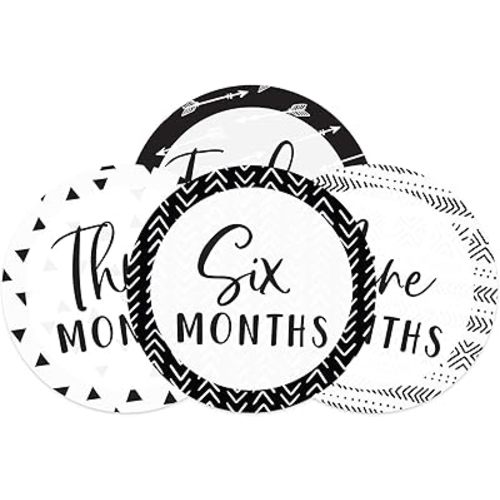 Baby Milestone Signs/Black and White Monthly Milestones/Geometric Infant Photo Prop